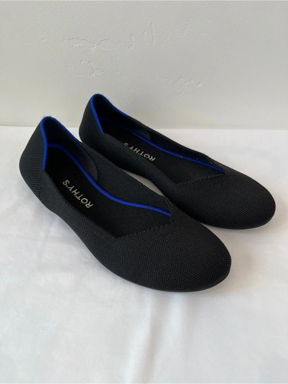 Rothy's The Flat Black Round Toe Knit Ballet Flats Washable Shoes Size 8.5